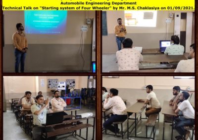 Faculty's technical talk on Strating system of four wheeler
