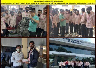 Industrial visit at Shree Ambica Auto Sales & Service by 6th sem students on 18-01-2022