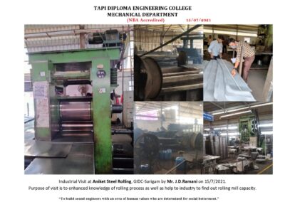 15-07-2021 Industrial visit at Aniket steel rolling, GIDC Sarigam